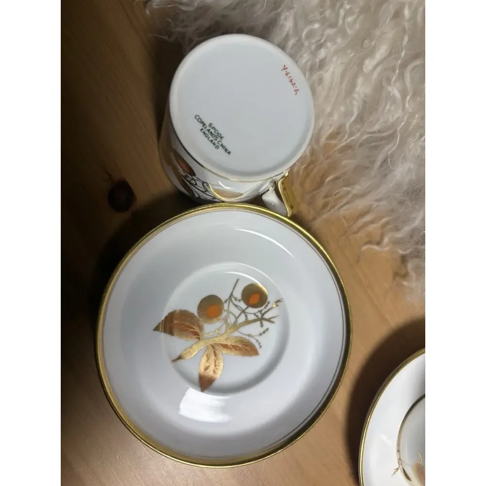 2-piece Spode Bone China England Cup & Saucer Set White/Gold Trim Handle